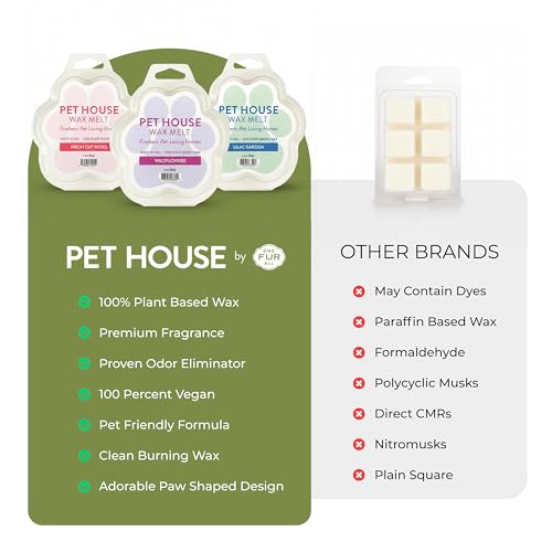 Image of One Fur All Pet House Spring and Summer Wax Melts for Pet Odor, Natural, Plant Based Soy Wax Melts, Long Lasting Fragrance for Fresh Smelling Homes, Lemongrass