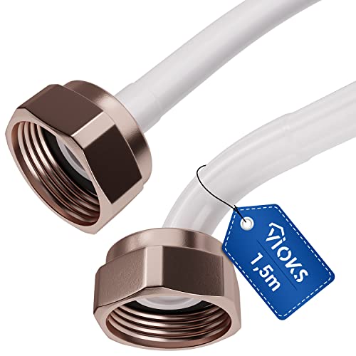 VIOKS Rallonge de tuyau d'alimentation pour machine à laver, lave-vaisselle, 1,5 m, tuyau de machine à laver, rallonge Ø 19 mm, rallonge de tuyau d'alimentation Type : droit/coudé