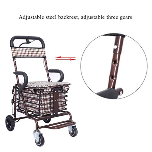 TNIU Walker, Einkaufswagen für ältere Menschen, Walker, Lässig mit Sitz, dreistufig Verstellbarer, zusammenklappbarer… – Bild 5