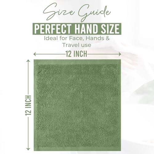 Image of DAN RIVER 24 Pack Wash Cloths for Showering [12x12] - 100% Cotton Washcloths Premium Quality Flannel Face Cloths for Bathroom, Highly Absorbent and Soft Feel Wash Clothes, Sage Green