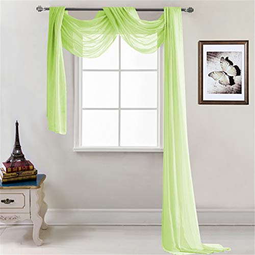 SWECOMZE Cortina de gasa transparente – Cortina transversal para cama con dosel / cortinas decorativas para boda, 1 unidad, 548 x 132 cm (verde)