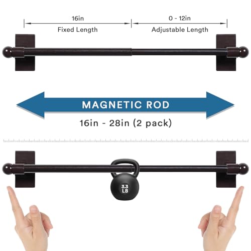 image for H.VERSAILTEX 2 Pack Magnetic Curtain Rods for Metal Doors Top and Bott