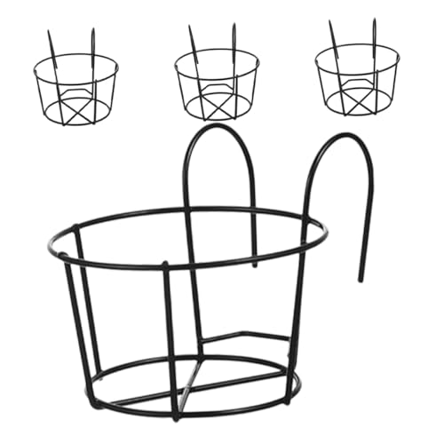 ibasenice 4 Piezas Soportes Colgantes de Hierro Forjado para Plantas Maceteros Redondos para Barandilla y Balcón Soporte de Pared para Macetas Elegante y Resistente para Decoración de