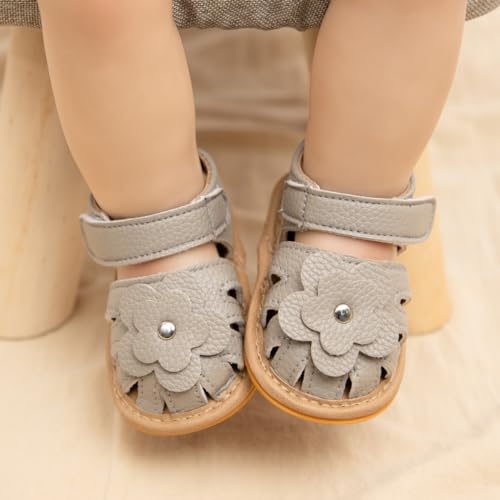 Image of Babelvit Infant Baby Girl Boy Sandals Comfort Premium Summer Outdoor Casual Beach Shoes with Flower Bowknot Anti Slip Rubber Sole Newborn Toddler Prewalker First Walking Shoes
