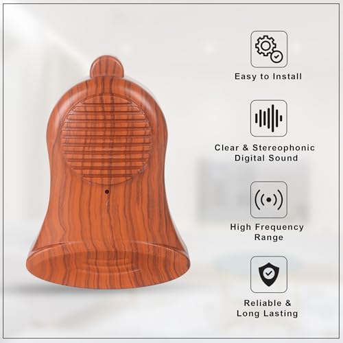 Image of GLUN Home Doorbell, Calling Bell for Home and Office Easy Install Electrical and Battery Powered, ABS Wooden Finish Elegant Design with Upto 100 Meter Operating Range