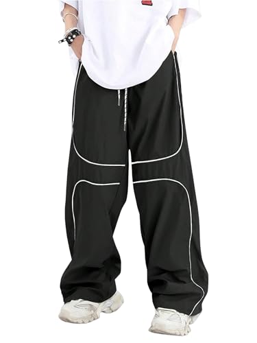 ZAFUL Mens Baggy Pants Y2K Contrast Piping Drawstring Sweatpants Fashion Unisex...