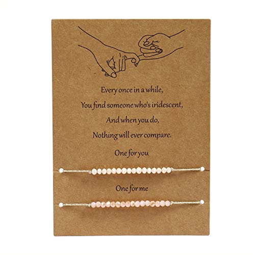 Elegance 11 designs Natural Crystal Friendship Bracelet Best Friend Bracelets Adjustable for Couple Family Women Friendship gifts 2PC