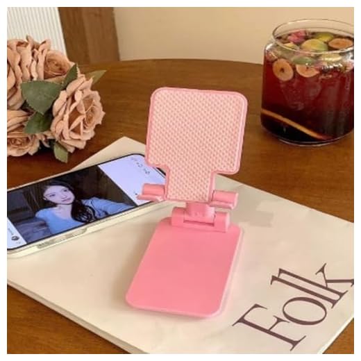 1Pc Pink Mobile Phone Holder Foldable Cell Phone Stand Retractable Desktop Stand Mobile Phone Placement Tool