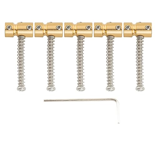 Musiclily Pro 17mm Full Solid Brass Bass Bridge Saddles, Raw Color 5 Pcs
