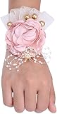Handgelenk Corsage Hochzeit Boutonniere Brautjungfer Handgelenk Blume Braut und Bräutigam Corsage Elastisches Armband Perlenband Koreanische Hochzeit Kleines Geschenk (Farbe: Mauve) (Dunkelgrau)