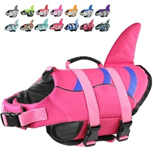 Doglay Dog Life Jacket, Ripstop Cute Shark Dog Life Jacket with Superior Buoyancy and Rescue Handle, Adjustable Dog Life Vests for Swimming Boating, Pet Flotation Vest for Small Medium Large