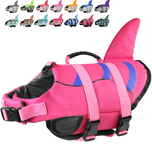 Doglay Dog Life Jacket Shark, Ripstop Dog Life Vests for Swimming Boating with High Buoyancy and Rescue Handle, Adjustable Dog Life Jacket Pet Flotation Vest for Small Medium Large Dogs Smal