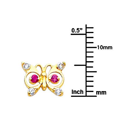14k Yellow Gold Butterfly CZ Stud Earrings with Screwback2
