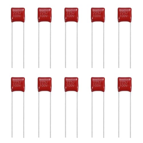 Condensateur film CBB22 2.2uF 100V rouge MECCANIXITY pour réparation électronique - Lot de 20