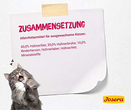 JOSERA Filet Huhn mit Rind (16 x 70 g) | Adult | Premium Nassfutter für ausgewachsene Katzen | Huhn & Rind mit 40% Hühnerfilet | getreidefrei | Katzenfutter nass im Frischebeutel | 16er Pack