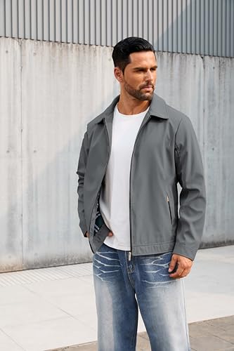 Image of QTE Lightweight Jackets for Men Casual Windbreaker Stylish Light Fall Spring Golf Work Dress Business Coat