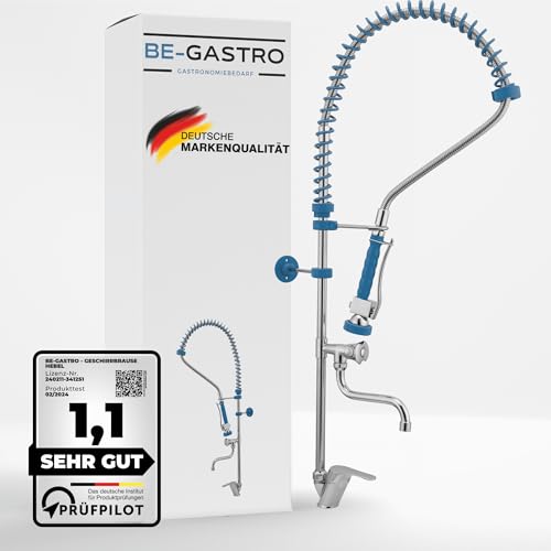 BE-GASTRO® I Profi Gastro Geschirrbrause Einloch Premium Hebelgriff inkl. Wasserhahn, Mischbatterie & ergonomischem Hebelgriff I Gastrobrause mit Zubehör, Gastronomie Armatur blau