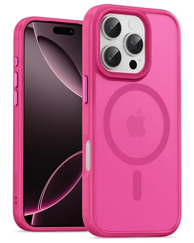 Image of UNBREAKcable Magnetic for iPhone 16 Pro Case 6.3-Inch, Compatible with MagSafe, Full Camera Protection, Built-in Magnetic Ring, Drop Protection Shockproof Slim Phone Cover - Hot Pink