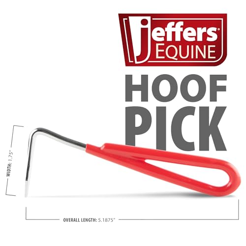 Jeffers Equine Horse Hoof Pick with Red Coated Handle for Horses, Ponies, and Miniatures – Durable Grooming Tool for Hoof Cleaning, Tack Box, Barn, Stable, Travel, Farm Use – 5.5 Inch - Thumbnail 2