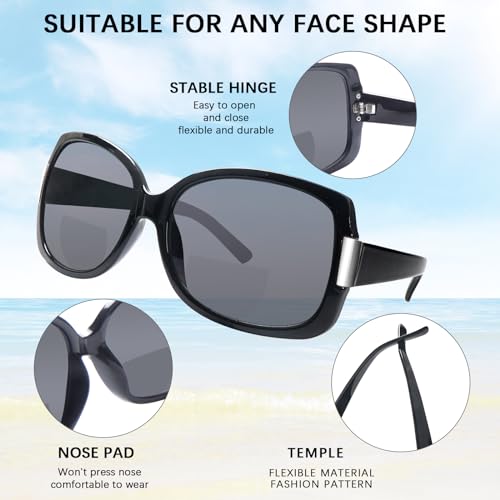 4 Pack Bifocal Reading Sunglasses for Women Fashion Sun Readers UV400 Protection Vintage Oval Sun Reading3