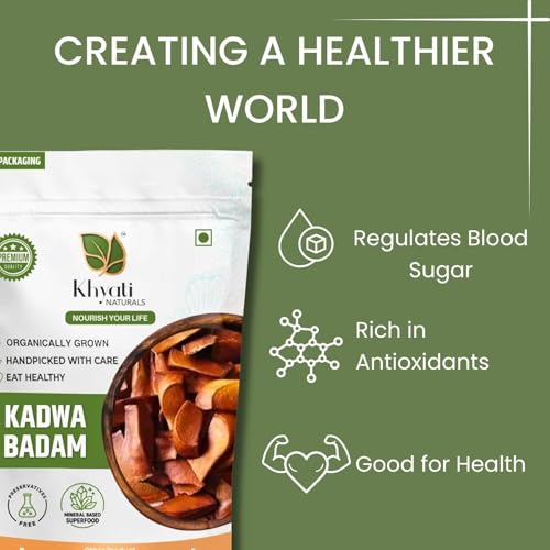 Image of Khyati Naturals Kadwa Badam | Premium Bitter Almonds | Sugar Badam Seeds for Diabetes | Sky Fruit Mahogany Seeds | Raw & Natural Superfood for Health, Cooking, Baking & Supplements (1Kg)