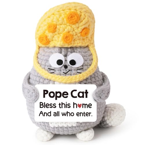 IDELTIME Crochet Pope Cat Housewarming Gift