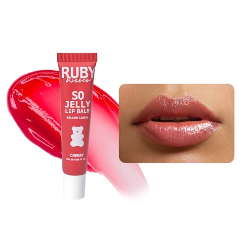 Ruby Kisses So Jelly Tinted Lip Balm, Hydrate & Non-Sticky Nourishing Lip Gloss Treatment, Glossy Finish, Hydrating Balm Buildable Customize Tint (Cherry)