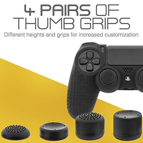 Fosmon Capa para controle PS4 com 8 polegares, capa protetora de silicone antiderrapante compatível