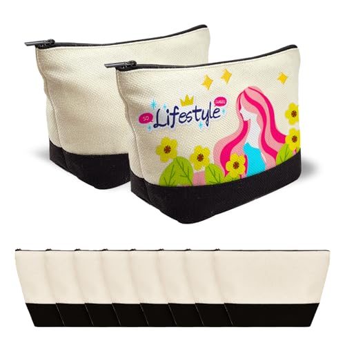 Beclumas WY- DIY BAGS 10 Pack 9"X 5.5 Inch Sublimation Blanks Cosmetic Bags,Pencil Bag, Bulk Multi-Purpose Diy Heat Transfer Makeup Bags thumb #1