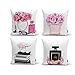 Ysahome - Federa per Cuscino con Stampa Digitale, Motivo: Fiori Rosa, 45,7 x 45,7 cm (Set da 4)