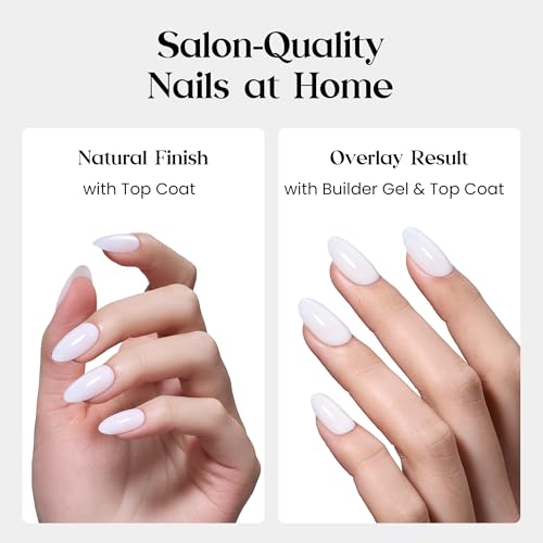 Image of Beetles Milky White Press on Nails | 160PCS, 16 Sizes Natural Short Oval Nail Tips | Pre-Colored Full Cover Soft Nail Gel Fake Nails | Salon-Gel Look for DIY Manicure