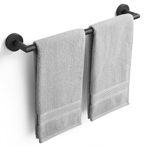 Black Towel Bar 18 Inch Bathroom Towel Racks Wall Mounted Bath Towel Holder Modern Home Decor Towel Rod Bath Towel Hanger Stainless Steel Bathroom Accessories Towel Rail Single Towel Bars Matte Black