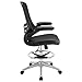 Modway Attainment Vinyl Drafting Chair - Drafting Stool With Flip-Up Arm in Black