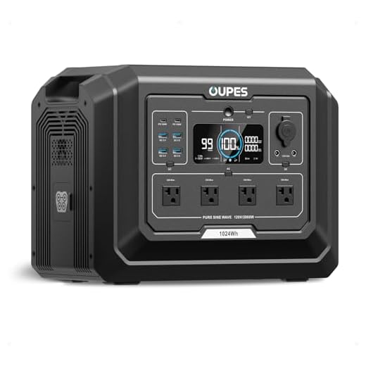 OUPES Mega 1 Portable Power Station, 1024Wh LiFePO4 Battery w/ 4 2000W AC Outlets, Expandable to 5kWh, UPS, Solar Generator for Home Backup Power, Camping & Road Trips (Solar Panel Optional)
