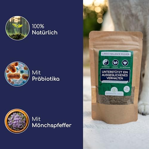 Wolfsbacher Libido Balance Pulver – Mönchspfeffer für Rüden, Natürliche Hormonregulierung, Verhaltensoptimierung, 100g