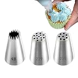 （ALLVD)モンブラン絞り器 ステンレスレースケーキ装飾ベイクツール1セット3個目地付きヘッドセット焼成工具 ベーキングセット目地