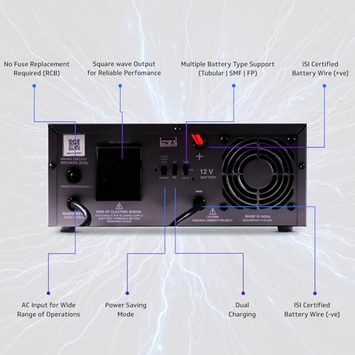 Image of V-Guard Aviolux 800 Square Wave 775VA Inverter for Home, Office and Shop | Easy Installation | Reliable Power Backup | 3-Year Warranty