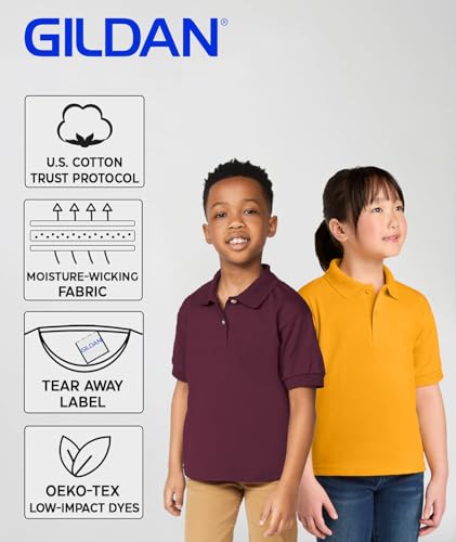 Gildan Custom Youth Polo Shirt - Personalized Short Sleeve Polo for Kids Boys & Girls - Add Your Image Text Photo School Logo4