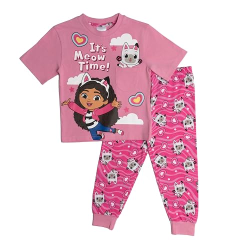 Gabbys Dollhouse Girls Pyjamas Pandy Paws Pjs Nightwear Trousers Short Sleeve Top 5-6 Years Pink