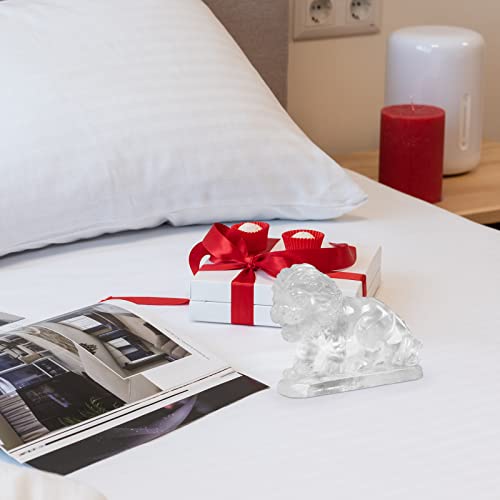 Smq Clear Quartz Crystal Lion Statue Outdoor Home Decor Carved Gemstone King Lion Figurine Animal Carvings Collectibles Sculpture Feng Shui Office Desk Ornament(2.6 Inch) #TOP3