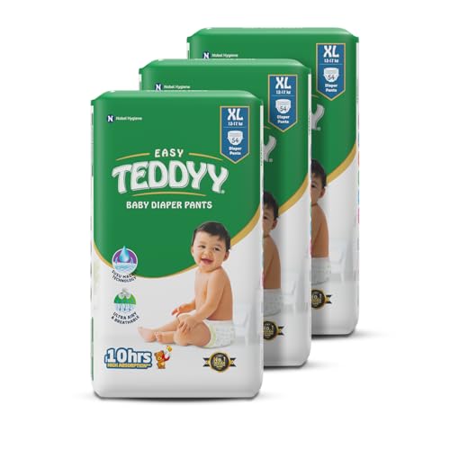 Image of TEDDYY Baby Easy Pant Diapers Extra Large 162 Count (Pack of 3), 12-17 kgs, 10 hrs Leak Protection, Anti - Bacterial