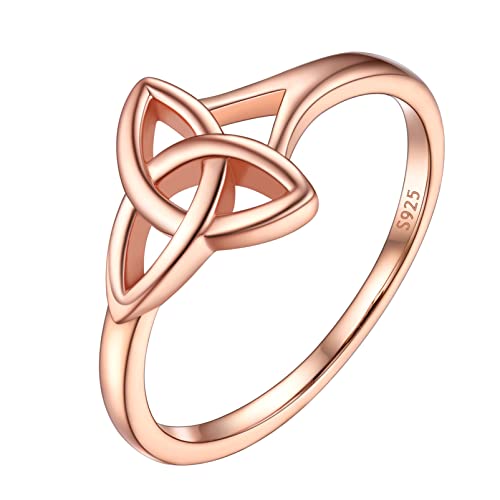 PROSILVER Anillos para Citas Plata Vermeil Rosa, Anillo Nudos de la Trinidad 64.6