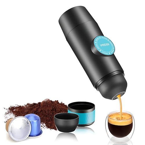 Macchina da caffè elettrica Portatile Senza Fili con Contenitore per Polvere 2 in 1, infusione Automatica da 15 Bar, Batteria da 2000 mAh Integrata per Viaggi, Campeggio, Ufficio,