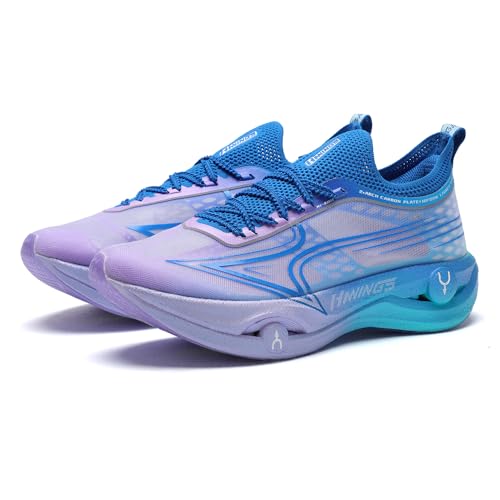 Running Shoes Lightweight Marathon World Athletics Approved Carbon Plate Breathable Sports Shoes HiRacer Hiwings (Blue, Adult, Men, 6, Numeric, US Footwear Size System, Medium)