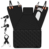 Zoramey Back Seat Pet Cover for Dogs with Mesh Window - Tesla Model 3, SUV, Sedan, 600D Waterproof Heavy Durable Hammock, Scratch Proof Nonslip with Seatbelt, Dog Car Seat Cover for Back Seat