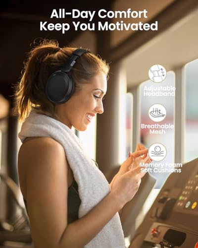 acer Wireless Bluetooth Headphones, 70 Hours Playtime, Foldable Over-Ear Headphones with 40mm Drivers, Memory Foam Earpads, Multipoint Bluetooth 6.0 for Travel, Home, Office, Black - Image 6