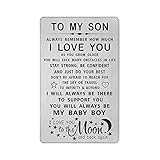 TANWIH Son Engraved Wallet Card I Love You Gifts from Mom Dad, To My Son Birthday Graduation Christmas Card Deployed Presents