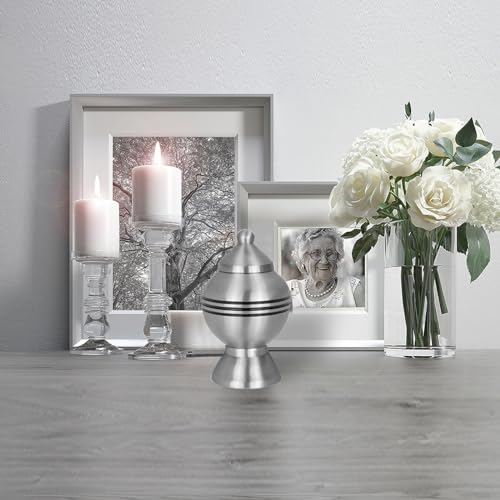 Image of Trupoint Memorials Cremation Urns for Human Ashes, Funeral Memorial Urn for Male and Female, Decorative Burial Metal Urn Collection for Adult Men & Women - Silver Chalice, 1 Keepsake