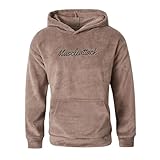 Men's Solid Color Embroidered Letter Hoodie, New Border Autumn and Winter Season, European and American Style Sporty Casual Pullover Gym Long-Sleeve Sports Sweatshirts Khaki