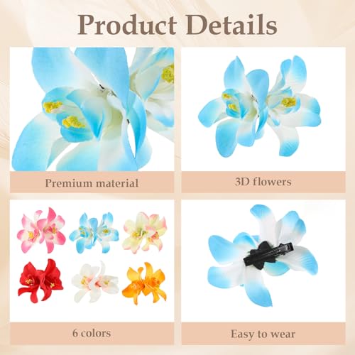 6 Piezas Clips de Pelo con Flores Hawaianas para Mujer miniatura 3